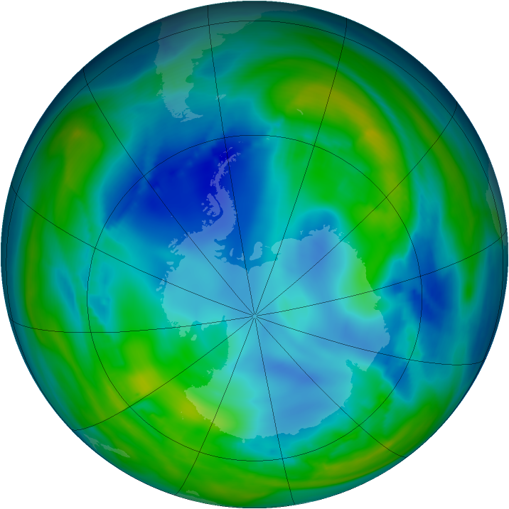 Antarctic ozone map for 02 August 2006